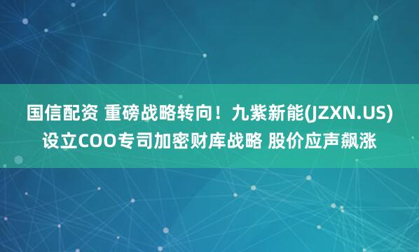 国信配资 重磅战略转向！九紫新能(JZXN.US)设立COO专司加密财库战略 股价应声飙涨